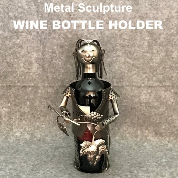 Metal Sculpture Wine Bottle Holder - Picture 1 of 7